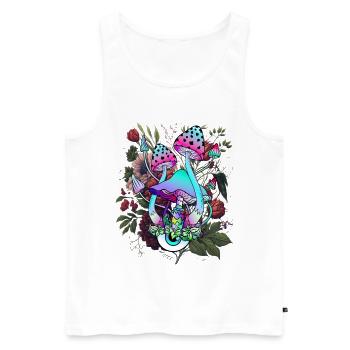Psychedelischer Pilz mit Auge und Blumen - Männer Premium Bio Tank Top - Weiß - Vorne - AI Model Male 178 light (178cm)
