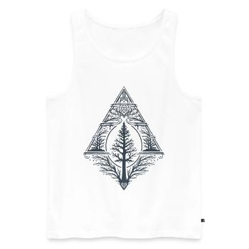 Pagan Tree Fir Teutonic Symbol Triskele Occult - Men's Premium Organic Tank Top - white - Front - Michal (187cm)