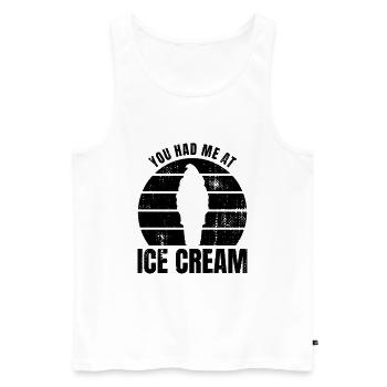 Tu m’as eu à la crème glacée - Débardeur bio Premium Homme - blanc - Devant - Michal (187cm)