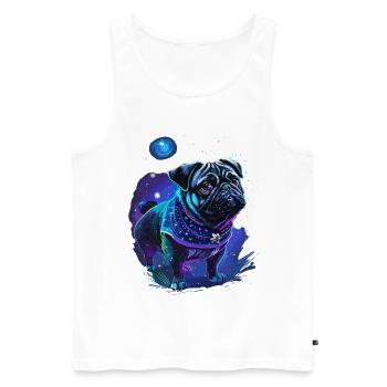 cute pug in mystical nature - Men's Premium Organic Tank Top - white - Front - AI Model Male 178 light (178cm)
