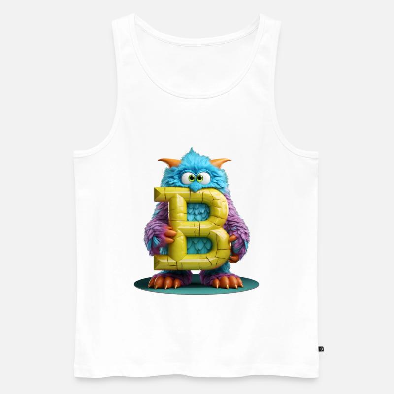 Monster B Riesiger Plüsch - Männer Premium Bio Tank Top - Weiß