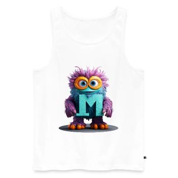 Mehrfarbiges Monster mit Buchstabe M - Männer Premium Bio Tank Top - Weiß - Vorne - AI Model Male 178 light (178cm)