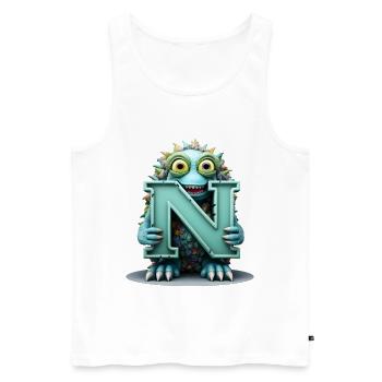 N Bunt mit Monster gewebt - Männer Premium Bio Tank Top - Weiß - Vorne - AI Model Male 178 light (178cm)