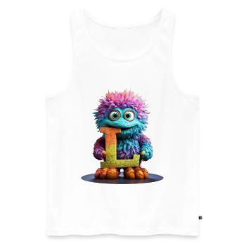Rainbow Monster with Letter L - Men's Premium Organic Tank Top - white - Front - AI Model Male 178 light (178cm)