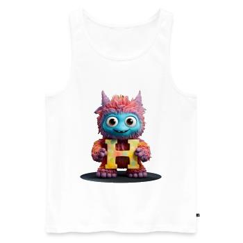 Zurück in die Schule. Alphabet Buchstabe H zartes Kuscheltier - Männer Premium Bio Tank Top - Weiß - Vorne - AI Model Male 178 light (178cm)
