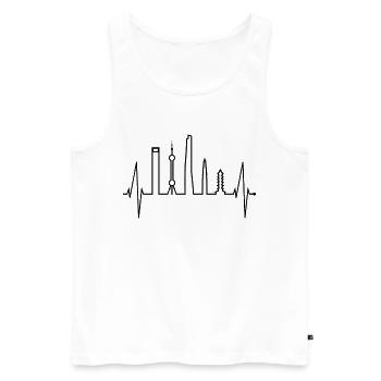 Shanghai Skyline Heartbeat Chine J’aime Shanghai - Débardeur bio Premium Homme - blanc - Devant - AI Model Male 178 light (178cm)