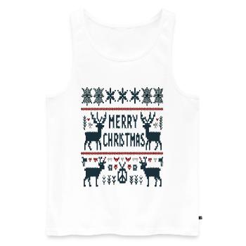 Ugly Christmas Rentier Merry Christmas - Männer Premium Bio Tank Top - Weiß - Vorne - Michal (187cm)