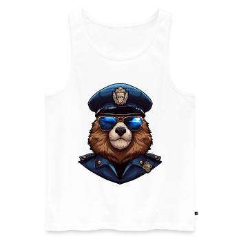 Police des marmottes - Débardeur bio Premium Homme - blanc - Devant - AI Model Male 178 light (178cm)