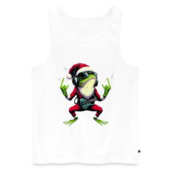 Grenouille de Noël en métal salutation - Débardeur bio Premium Homme - blanc - Devant - Michal (187cm)