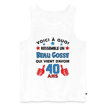 40 ans anniversaire homme cadeau humour drôle - Débardeur bio Premium Homme - blanc - Devant - Michal (187cm)