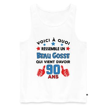 90 ans anniversaire homme cadeau humour drôle - Débardeur bio Premium Homme - blanc - Devant - Michal (187cm)