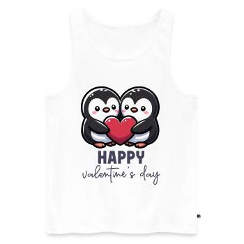 Happy Valentines Day – Sweet Penguins Love Heart - Men's Premium Organic Tank Top - white - Front - Michal (187cm)
