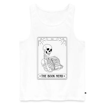 Drôle Tarot carte squelette livres lecture livre Nerd - Débardeur bio Premium Homme - blanc - Devant - Michal (187cm)
