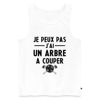 Je Peux Pas J ai Un Arbre A Couper Cadeau - Débardeur bio Premium Homme - blanc - Devant - AI Model Male 178 light (178cm)