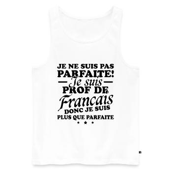 Je suis prof de français - Débardeur bio Premium Homme - blanc - Devant - AI Model Male 178 light (178cm)