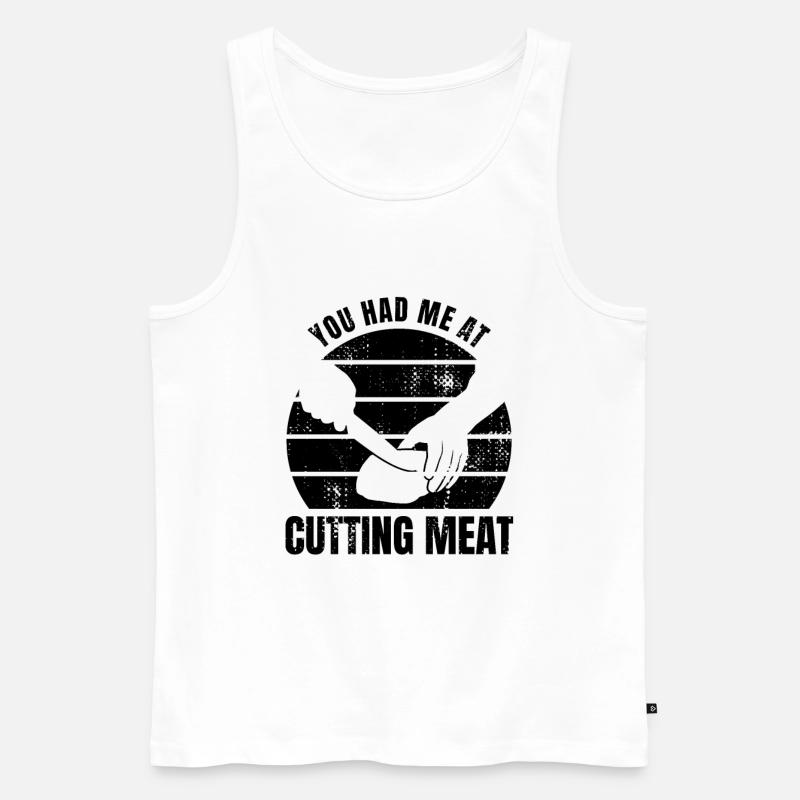 Schlachter Spruch - Männer Premium Bio Tank Top - Weiß