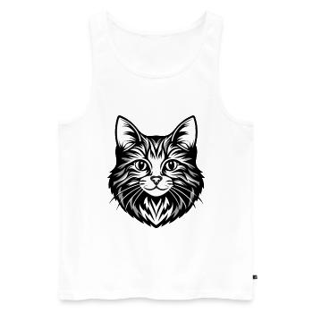 Intricate Cat Face Illustration - Men's Premium Organic Tank Top - white - Front - Michal (187cm)