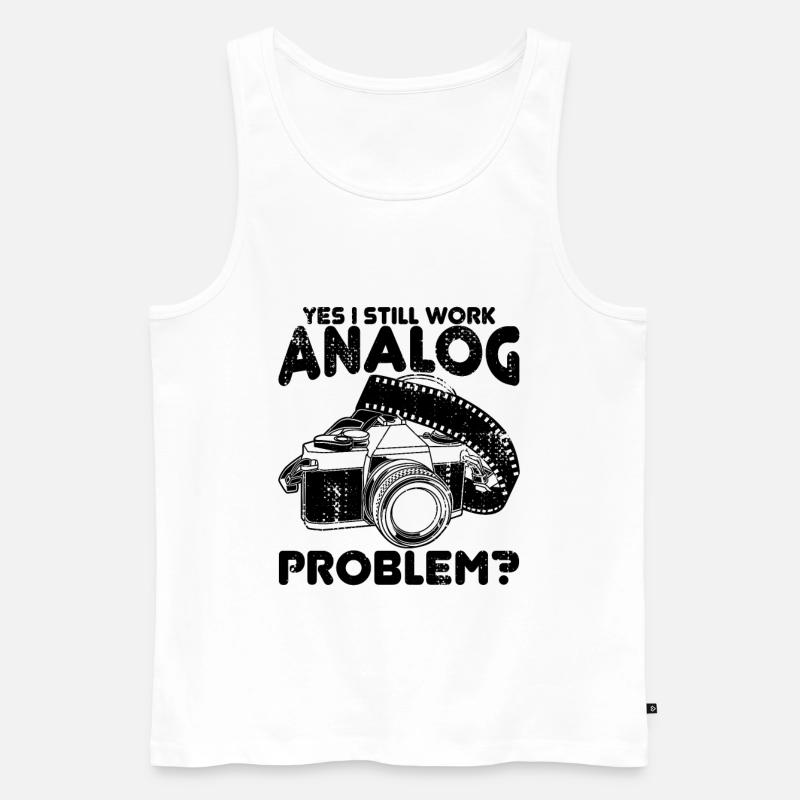 Ja ich arbeite noch analog - Männer Premium Bio Tank Top - Weiß
