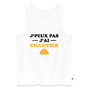 Je Peux Pas J ai Chantier - Débardeur bio Premium Homme - blanc - Devant - Michal (187cm)