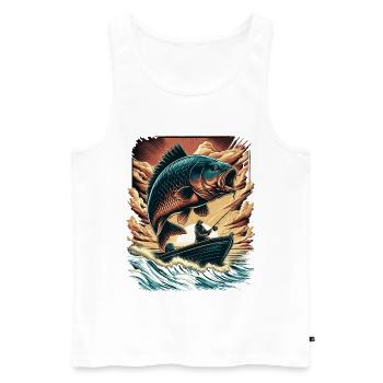 Vintage Sonnenuntergang Karpfen Angler Abenteuer - Männer Premium Bio Tank Top - Weiß - Vorne - Michal (187cm)