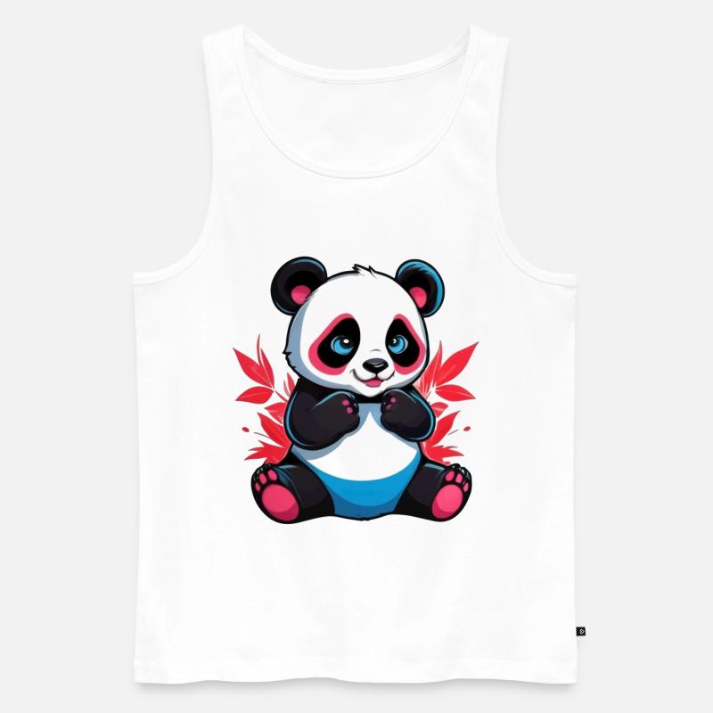 Panda Bär - Männer Premium Bio Tank Top - Weiß