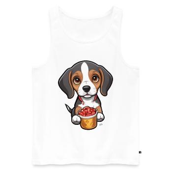 Tiny Beagle Pup - Men's Premium Organic Tank Top - white - Front - AI Model Male 178 light (178cm)
