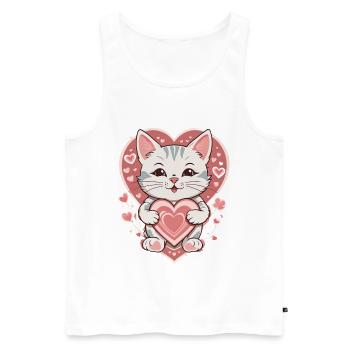 Love Cat , Katze - Männer Premium Bio Tank Top - Weiß - Vorne - Michal (187cm)