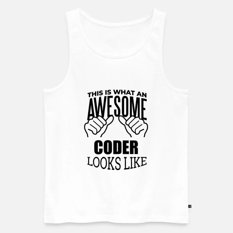Coder - Men's Premium Organic Tank Top - white