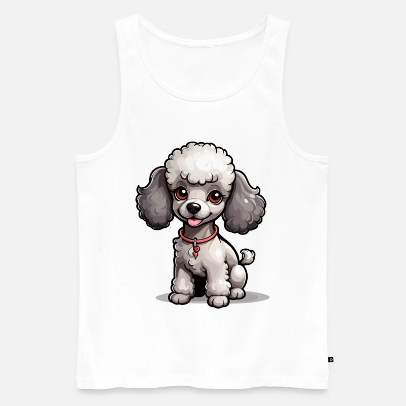 Grauer Pudel mit Halsband - Männer Premium Bio Tank Top - Weiß