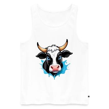 Vache dans le style bande dessinée - Débardeur bio Premium Homme - blanc - Devant - Michal (187cm)