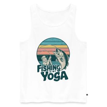 Fishing Yoga Fishing Fisherman Angler Relaxation - Men's Premium Organic Tank Top - white - Front - Michal (187cm)
