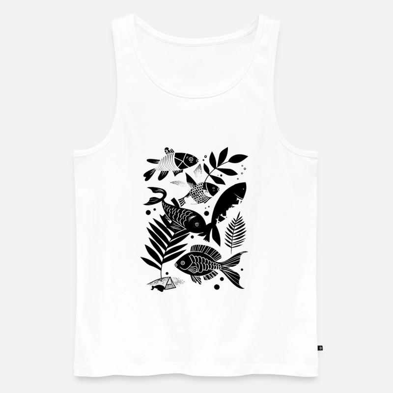 Fischen Comic - Männer Premium Bio Tank Top - Weiß