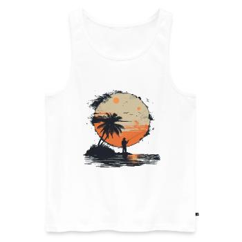 Graphique de pêche - Débardeur bio Premium Homme - blanc - Devant - AI Model Male 178 light (178cm)