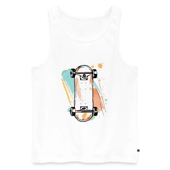 Skateboard Street Art - Débardeur bio Premium Homme - blanc - Devant - Michal (187cm)