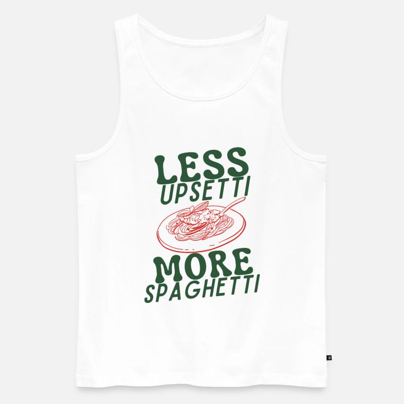 Less Upsetti More Spaghetti - Männer Premium Bio Tank Top - Weiß