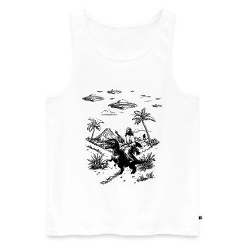 Jesus Dinosaur Meme Humor Religion Fantasy - Men's Premium Organic Tank Top - white - Front - AI Model Male 178 light (178cm)