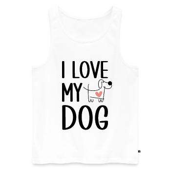 J’aime mon chien - Chien mignon avec contour de silhouette de coeur - Débardeur bio Premium Homme - blanc - Devant - Michal (187cm)