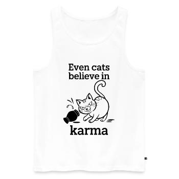 Même les chats croient au karma - Chat Humour Ironie - Débardeur bio Premium Homme - blanc - Devant - Michal (187cm)