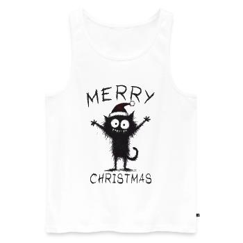Chats avec chapeau de Noël Cadeau de Noël - Débardeur bio Premium Homme - blanc - Devant - Michal (187cm)
