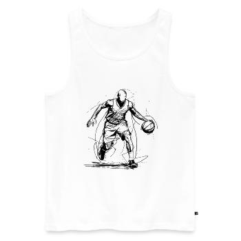 Basketball Player Line Art - Men's Premium Organic Tank Top - white - Front - AI Model Male 178 light (178cm)