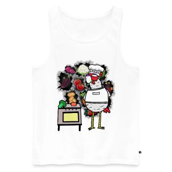 lustig Huhn Gastgeber Gemüse Köchin Koch spaßig - Männer Premium Bio Tank Top - Weiß - Vorne - Michal (187cm)