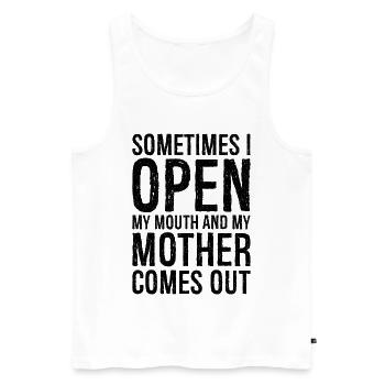 sometimes I open my mouth funny shirt - Men's Premium Organic Tank Top - white - Front - AI Model Male 178 light (178cm)