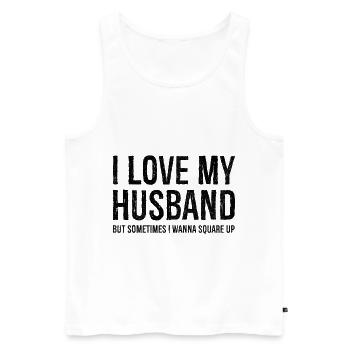 Chemise cadeau drôle maman femme j'aime mon mari - Débardeur bio Premium Homme - blanc - Devant - Michal (187cm)