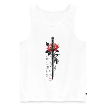 Japan Characters Sword Rose Aesthetics - Men's Premium Organic Tank Top - white - Front - AI Model Male 178 light (178cm)