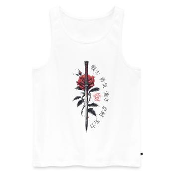 Japan Sword Rose Characters Aesthetics - Men's Premium Organic Tank Top - white - Front - AI Model Male 178 light (178cm)