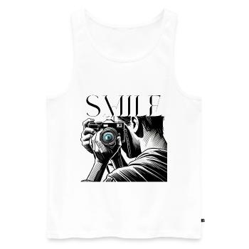Camera Focus-Please Smile Design for Photographers - Men's Premium Organic Tank Top - white - Front - AI Model Male 178 light (178cm)