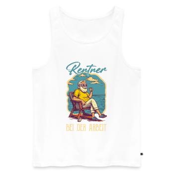 Rentner bei der Arbeit - Ruhestand am Strand - Männer Premium Bio Tank Top - Weiß - Vorne - Michal (187cm)