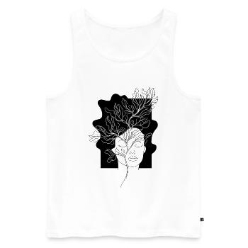 Line Art Blumen Frau Minimalistisch Abstract - Männer Premium Bio Tank Top - Weiß - Vorne - Michal (187cm)