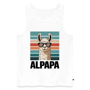 Papa Alpaga Papa Drôle Lama Cadeau de Fête des Pères - Débardeur bio Premium Homme - blanc - Devant - AI Model Male 178 light (178cm)