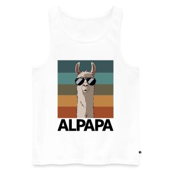 Papa Alpaga Papa Drôle Lama Cadeau de Fête des Pères - Débardeur bio Premium Homme - blanc - Devant - AI Model Male 178 light (178cm)
